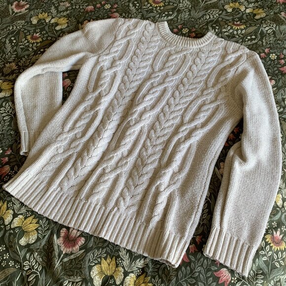 Old Navy Cream Cable Knit Sweater Men's Sz M - Picture 5 of 13